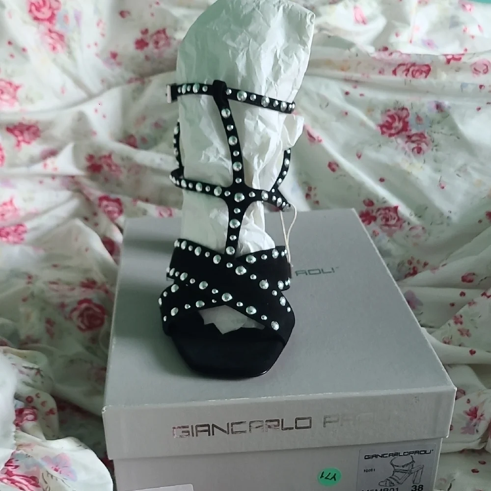 Giancarlo Paoli Black Studded Sandals NWB
